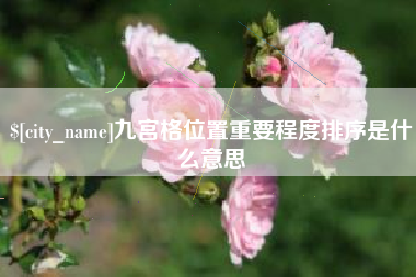 莘县九宫格位置重要程度排序是什么意思